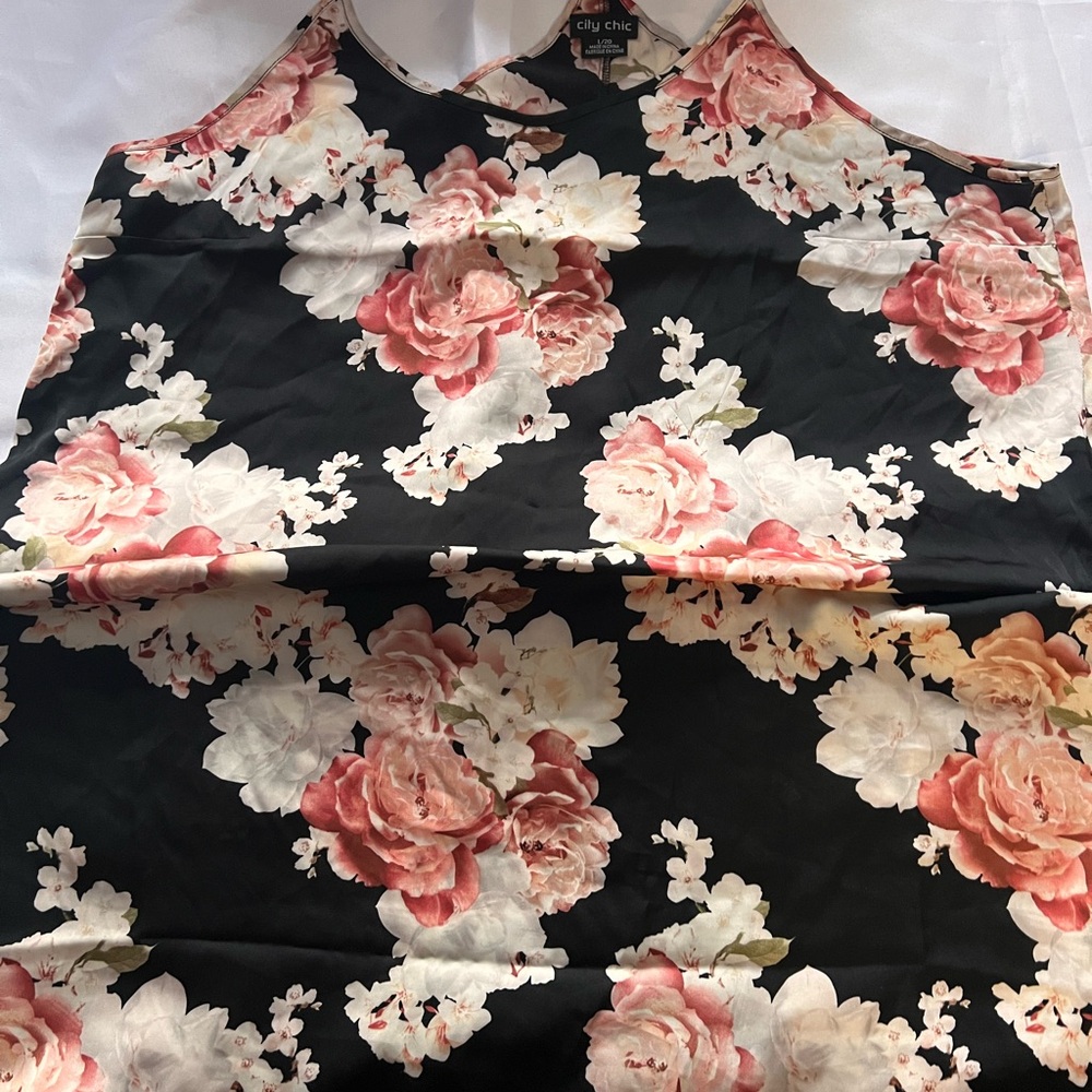 City Chic Black Floral Chemise